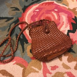 Basket Weave Leather Satchel